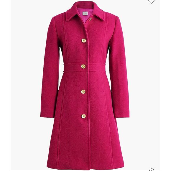 J. Crew wool blend Lady day coat in brilliant berry size 4 NWT - Picture 4 of 11